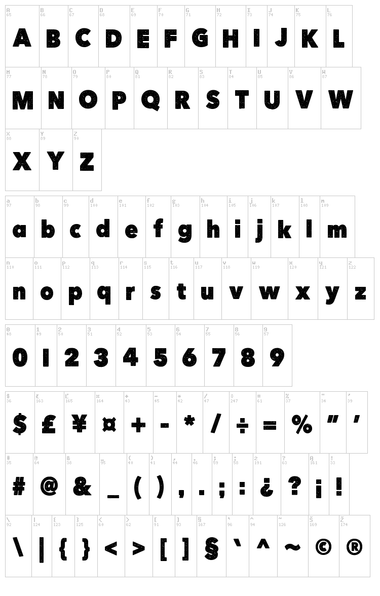 Here Just Now font map